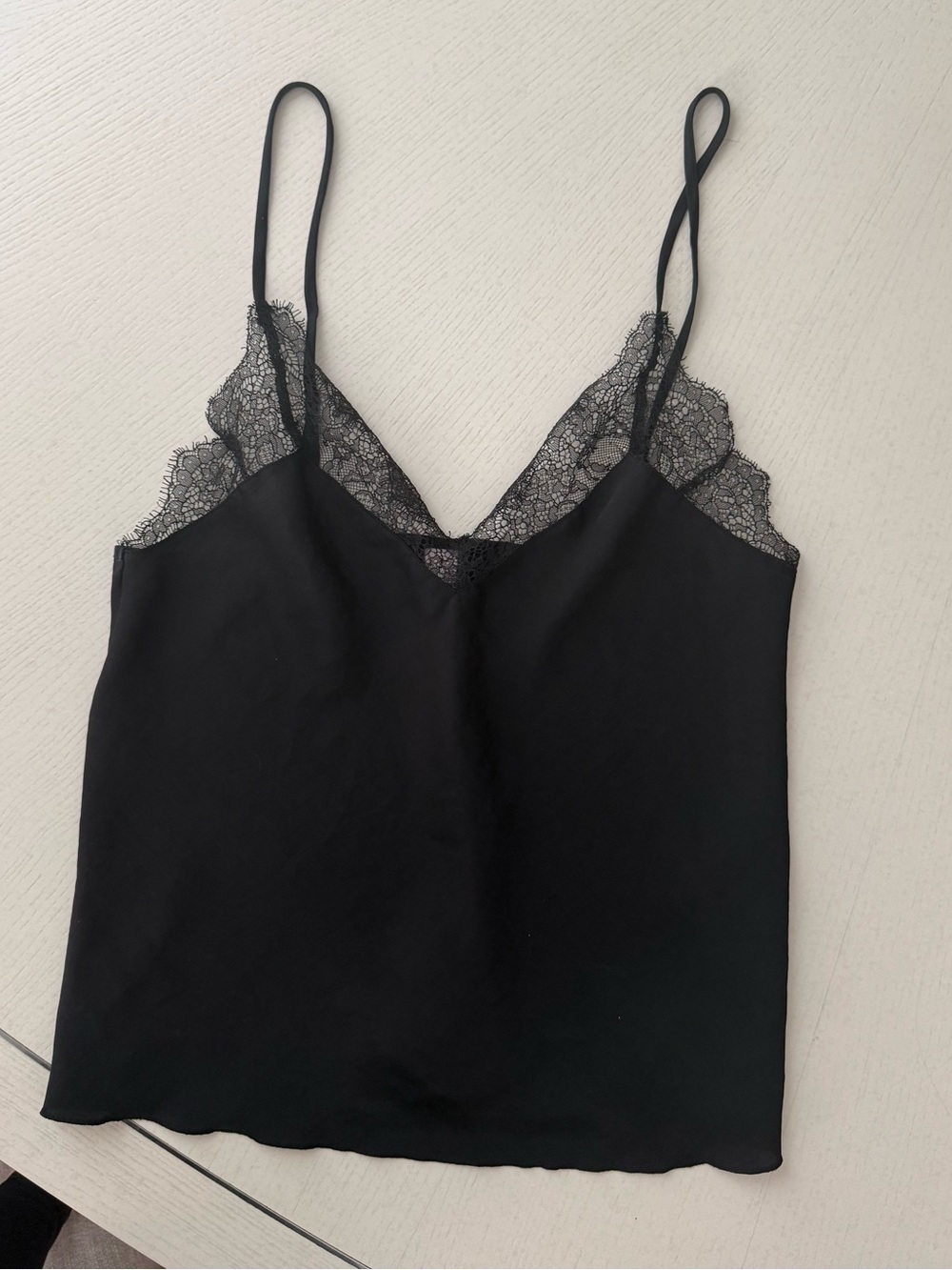 Victoria's Secret Y2K Black Lace Trim Silk-Feel Camisole